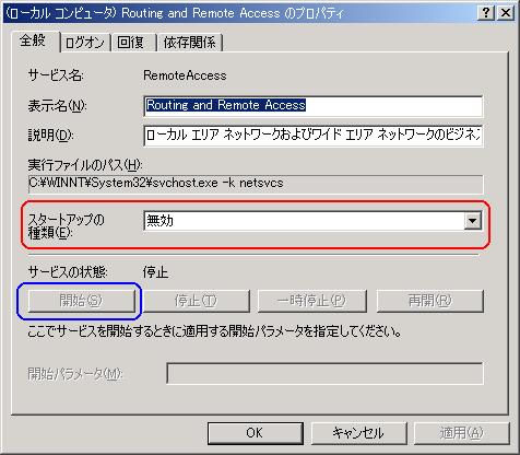 「Routing and Remoto Access」の設定画面