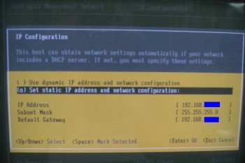 VMwreESXiサーバーのネットワークの設定画面