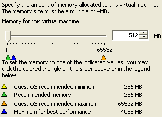 仮想OSが使用するメモリ量を指定の拡大画面