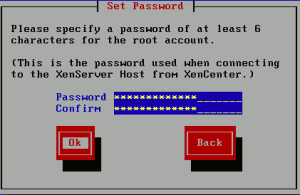 管理者(root)のパスワードの登録画面